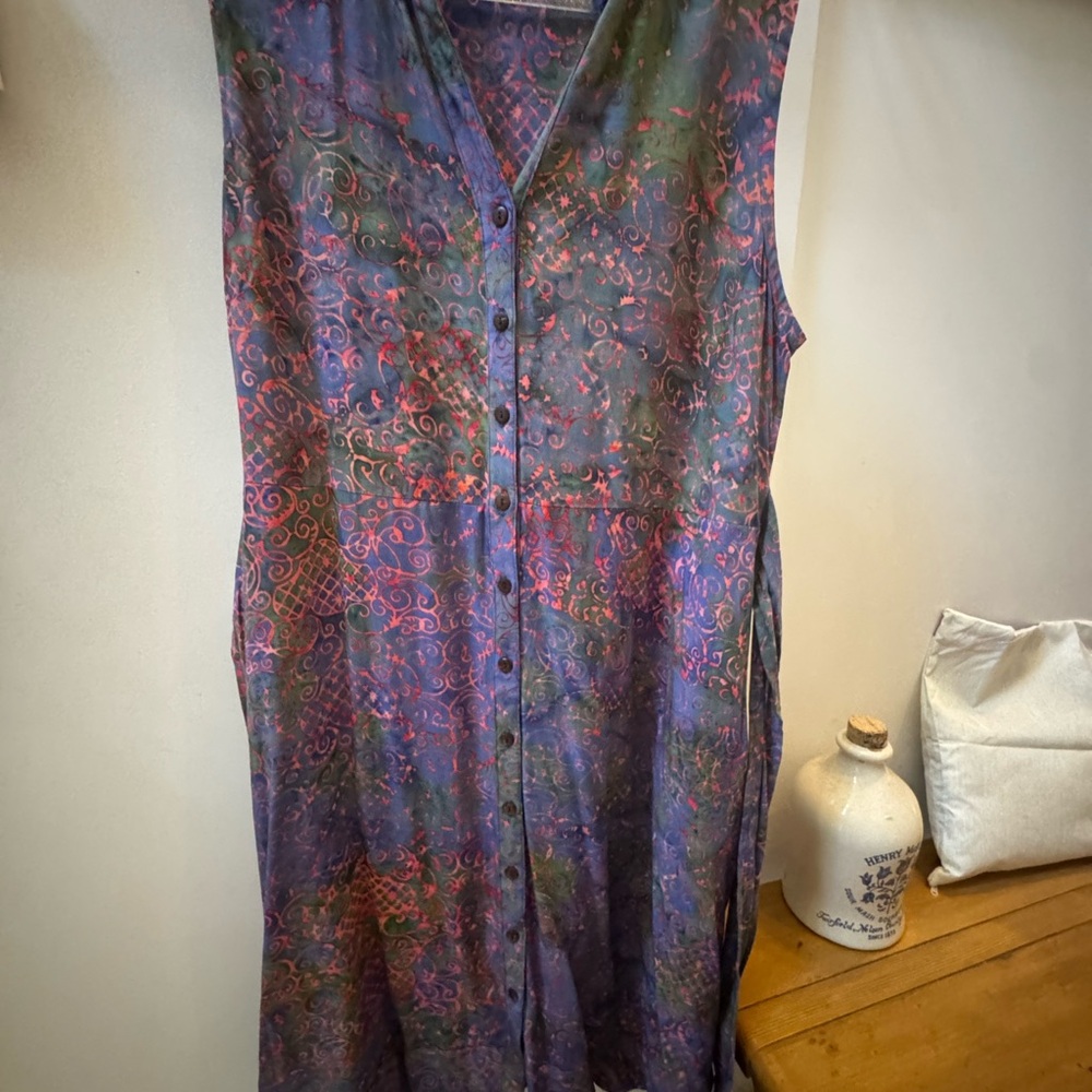 NWOT XL Colorful Sleeveless Button-Down Dress